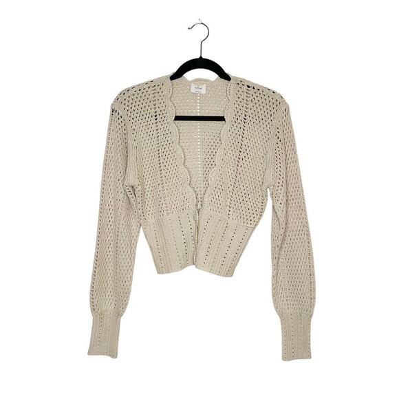 Aritizia Wilfred Crochet Caraway Cardigan Button Down Women's Tan Size Small - Picture 3 of 5